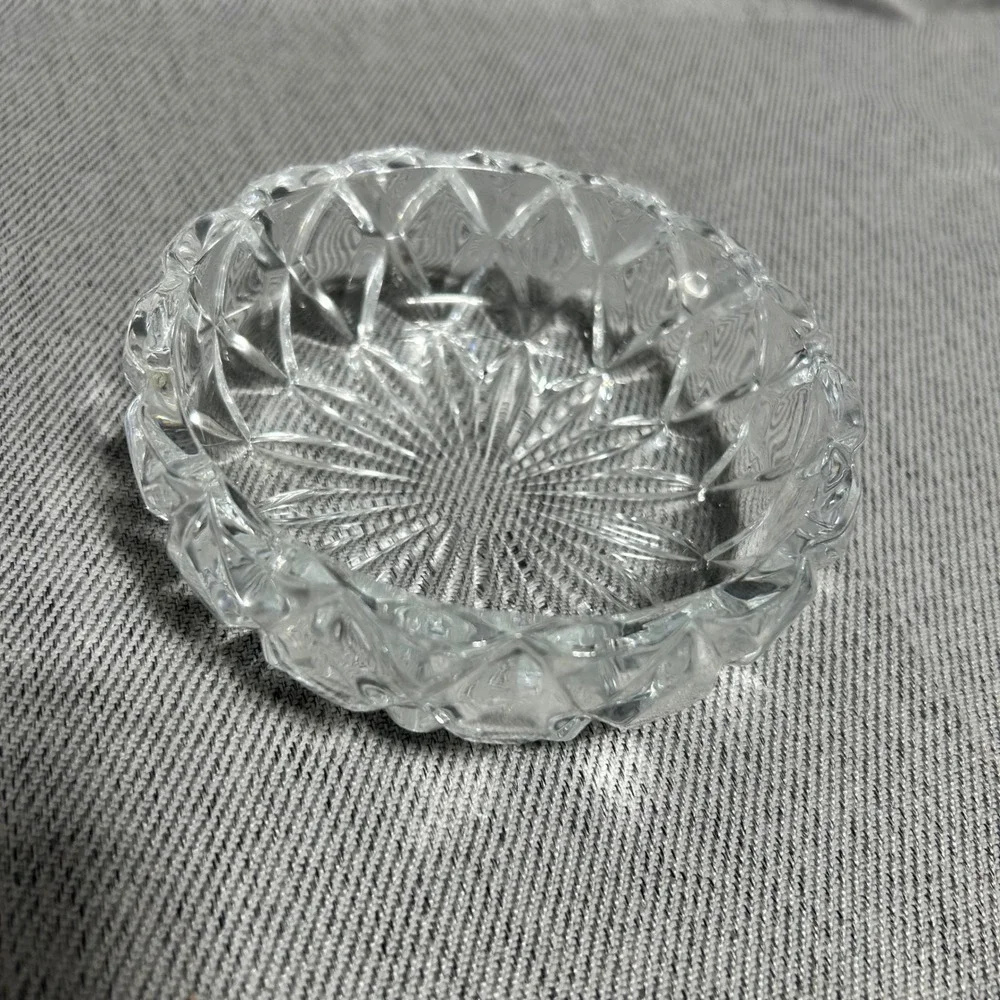 Vintage Glass Hershey Kiss Shaped Candy Dish Clear Diamond Cut Trinket Bowl Lid